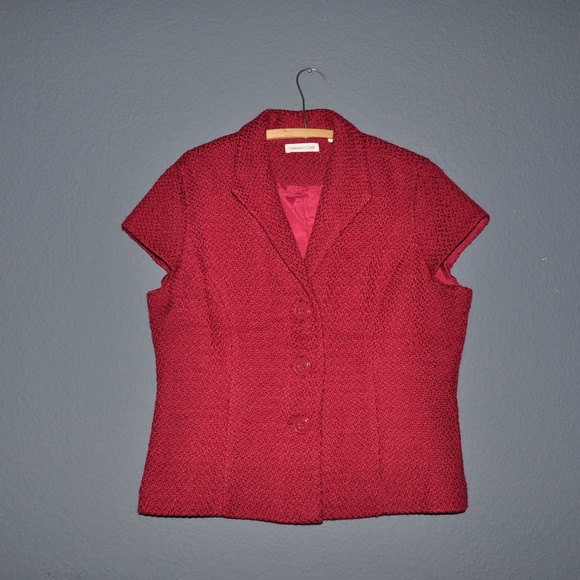 COLDWATER CREEK Cranberry Pebbled Boucle Jacket - Picture 3 of 8